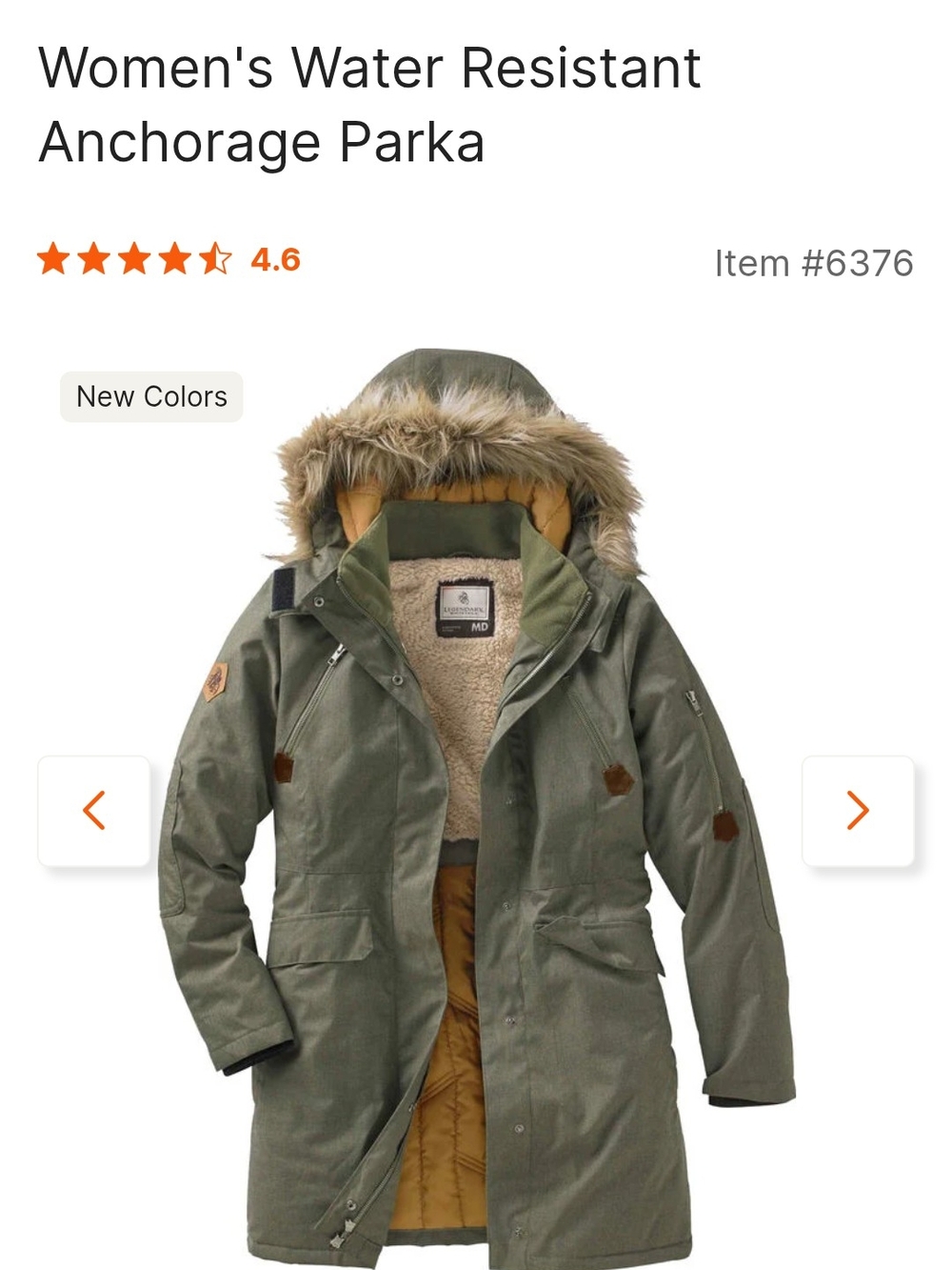 Women's Water-Resistant Olive Parka with Faux Fur Hood